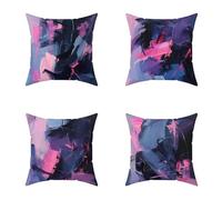 Housse Coussin 70X70CM Lot de 4 Couleur Cushion Exterieur Impermeable Abstrait Carré Decoratives Lin Taie Oreiller Impression Recto Verso Coussincarré pour Decoration Maison Exterieur, Cadeau F-C0Y14