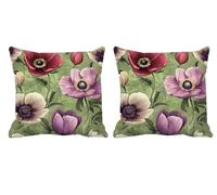Housse Coussin 70x70cm Vert Coussin Exterieur Impermeable FleurLot de 2 Carré Gros Velour Double Face Impermé Decoratif Taie Oreiller avec Fermeture éclair Invisible,Patio,Porche,Jardin,Balcon -T774