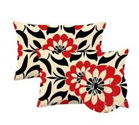 Housse Coussin 70x90cm Gros Taies D'oreillers Rétro Lot de 2 Rectangulaire Housse de Coussin Exterieur Impermeable Lin Decoratif Pillow Case Fleur,Extérieur Jardin Patio Été/Automne Décoration LY-1040