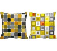 Housse Coussin 75x75 Jaune Coussin Exterieur Impermeable Lin Lot de 2, Géométrie Cushion Covers pour Decoration Salon Chambre Canape Decoration Salon Eté Exterieur Jardin Terrasse Taie Oreiller -8108o