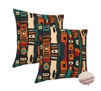 Housse Coussin 80x80 cm 2 Pièces Housse de Coussin Bohème Coussin Decoratif Canape, Carré Housse Coussin Ethnique Coussin Canapé Taie D'Oreiller, pour Chaise, Maison, Cadeaux, Toutes les saisons -J221