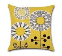 Housse Coussin 80x80 Fleur De Cercle Jaune Taie Oreiller Canape Salon Lin Carré Chambre Chaise Housse Coussin Exterieur Jardin Automobile Coussins Décoratifs