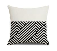 Housse Coussin 80x80 Géométrie Noire Beige Taie Oreiller Canape Salon Lin Carré Chambre Chaise Housse Coussin Exterieur Jardin Automobile Coussins Décoratifs