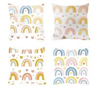 Housse Coussin 80x80 Lin Tissu Imperméable Extérieur, Lot de 4 Housse de Coussin Decoratif Canape Le Rainbow Salon de Jardin Exterieur Coussin Canape Printemps Amour Aimant 1 Décoration Art F0P-483