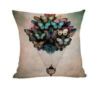 Housse Coussin 80x80 Papillon Marron Rétro Taie Oreiller Canape Salon Lin Carré Chambre Chaise Housse Coussin Exterieur Jardin Automobile Coussins Décoratifs