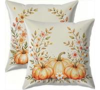 Housse Coussin 80x80cm Decoratif Housse Coussin brun,Velours Taies d'oreillers Lot de 2,citrouille Taie Oreiller Double Face Impermé avec Fermeture éclair Invisible pour Patio Canape Balcon Decor A869