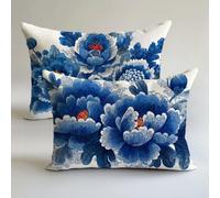 Housse Coussin 90x40cm Marine Coussin Canape Pivoine Housse Coussin 2 Pièces Doux Taie en Lin Decoratif D'oreiller, Impression Double Face D'automne Décoration Chambre Jardin Terrasse Le Banc L-L1141