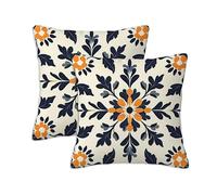 Housse Coussin 90x90 cm Exterieur Housses de Coussin Japon Lot de 2 Carrée Impermeable Lin Double Face Imprimé Motif Rétro Décoratifs Canapé pour Maison Salon Chambre Lit Chaise Printemps Jardin S-824