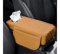 Housse Coussin Accoudoir Console Centrale Voiture pour Nissan Juke 2010-2025, Universal Tapis D'Accoudoir Cuir avec Sac Rangement Et Boîte À Mouchoirs, E/Yellow