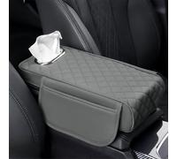 Housse Coussin Accoudoir Console Centrale Voiture pour Nissan Juke 2010-2025, Universal Tapis D'Accoudoir Cuir avec Sac Rangement Et Boîte À Mouchoirs, G/Gray