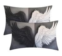Housse Coussin Ailes d'ange Lot de 2 Oreillers Rectangulaires 40x80 cm- Velours Taie D'oreiller, Décoration D'intérieur et D'extérieur - pour Maison Bureau Fauteuil avec Fermeture Invisible J-913