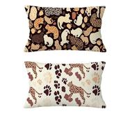 Housse Coussin Automne 30x50cm Housse Coussin Crème Oreiller Lin Coussins de Jardin Abstrait Taie Oreiller avec Fermeture éclair Invisible Hiver Noël Canapé Balcon Extérieur,Cadeau,Lot de 2 md-1014