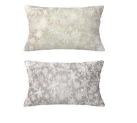 Housse Coussin Automne 30x50cm Housse Coussin Crème Oreiller Lin Coussins de Jardin Flocon De Neige Taie Oreiller avec Fermeture éclair Invisible pour Hiver Noël Canapé Balcon,Cadeau,Lot de 2 md-172