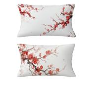 Housse Coussin Automne 30x50cm Housse Coussin Fleur Oreiller Velours Coussins de Jardin Crème Taie Oreiller avec Fermeture éclair Invisible Hiver Noël Canapé Balcon Extérieur,Cadeau,Lot de 2 md-334