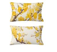 Housse Coussin Automne 40x70cm Housse Coussin Blanc Oreiller Velours Coussins de Jardin Fleur Taie Oreiller avec Fermeture éclair Invisible Hiver Noël Canapé Balcon Extérieur,Cadeau,Lot de 2 md-1132