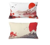Housse Coussin Beige Housse Coussin Automne 30x50cm Lot de 2 Taie Oreiller Style Japonais Coussins de Jardin Velours Oreiller Double Sided Printing pour Salon Chambre Hiver Halloween Décoration md-261