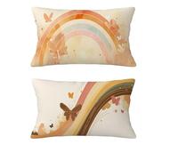 Housse Coussin Beige Housse Coussin Automne 40x70cm Lot de 2 Taie Oreiller Abstrait Coussins de Jardin Lin Oreiller Double Sided Printing pour Balcon Salon Chambre Hiver Halloween Décoration md-447