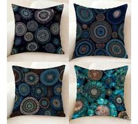 Housse Coussin Bleu Marine Coussin Canape 40x40 Lot de 4, Super Doux Taie Oreiller RéTro Taies d'Oreillers Double Face à Motif avec Fermeture Eclair Caché pour Decoration Maison, Cadeau -bby25011B3