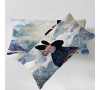 Housse Coussin Bleu Marine Taie Oreiller 70 x 90cm Animal Taie d'oreiller Housse de Coussin Decoratif Lin Taie Oreiller Lot de 2 Fermeture éclair Invisible Lavable pour Décoration Intérieure C0C1086