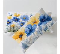 Housse Coussin Bleu Taie Oreiller 40 x 60cm Fleurs Taie d'oreiller Housse de Coussin Decoratif Velours Taie Oreiller Lot de 2 Fermeture éclair Invisible Lavable pour Décoration Intérieure C0C1119