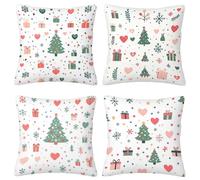 Housse Coussin Canape Blanc Housse de Coussin 35x35 Simple Lot de 4, Carré Velours Taie Oreiller avec Fermeture Eclair Cachée Super Doux Canape Decoratif pour Automne Decoration Cadeau Femme F-17