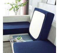 Housse Coussin Canapé Extensible, Housse De Coussin Canapé Antidérapant Universelle, Housses de Remplacement pour Individuel,Dark Blue,Quadruple