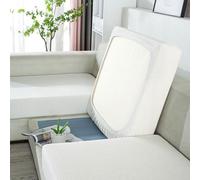 Housse Coussin Canapé Extensible, Housse De Coussin Canapé Antidérapant Universelle, Housses de Remplacement pour Individuel,Blanc,Large Quadruple