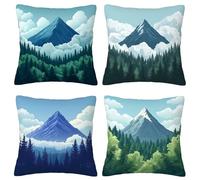 Housse Coussin Canape Nature Housse de Coussin 50x50 Forêt Lot de 4, Carré Velours Taie Oreiller avec Fermeture Eclair Cachée Super Doux Canape Decoratif pour Automne Decoration Cadeau Femme F-19