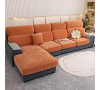 Housse Coussin Canape Séparée Housse de Coussin de Canapé Extensible 1/3/2 Places Universal épaissir Housse de Siège de Canapé Chenille Housse Protection Couvre pour Meubles ,Orange-Headrest（60-80cm）