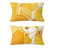Housse Coussin Citron Housse Coussin Automne 50x80cm Lot de 2 Taie Oreiller Abstrait Coussins de Jardin Lin Oreiller Double Sided Printing pour Balcon Salon Chambre Hiver Halloween Décoration md-1113