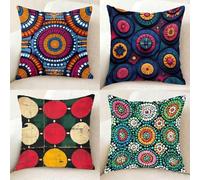 Housse Coussin Coloré Coussin Canape 80x80 Lot de 4, Super Doux Taie Oreiller Rond Taies d'Oreillers Double Face à Motif avec Fermeture Eclair Caché pour Decoration Maison, Cadeau Femme -bby250112B