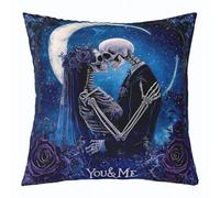 Housse Coussin Crâne d'halloween pour Enfants, Squelette Effrayant 45X45Cm Housses Coussin Décoratives Doux Taies D’Oreiller pour Été Chambre Voiture