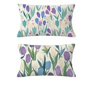 Housse Coussin Crème Housse Coussin Automne 30x50cm Lot de 2 Taie Oreiller Fleur Coussins de Jardin Lin Oreiller Double Sided Printing Balcon Terrasse Salon Chambre Hiver Halloween Décoration md-263