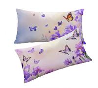 Housse Coussin CrèMe Taie Oreiller 50x80cm Papillon Housse de Coussin Taie d'oreiller Decoratif Velours Taie Oreiller Lot de 2 Fermeture éclair Invisible pour Decoration Maison Cadeau Femme T0T525