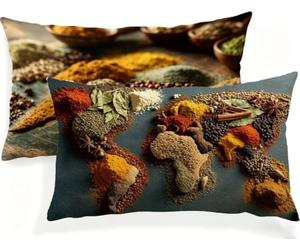 Housse Coussin Cuisine 30x50 Lot de 2 Carte du Monde Exterieur Impermeable Housse de Coussin Canape en Lin Confortable avec Fermeture Éclair Cachée pour Jardin Salon Chambre Décoration Maison JK-469