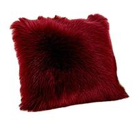 Housse Coussin de Canapé Fausse Fourrure Deluxe Decoration canapé Maison Chambre Lit Super Doux Peluche Taie d'oreiller,Vin Rouge,50 * 50CM Both Sides