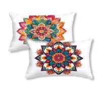 Housse Coussin Exterieur 50x70 Mandala Taie Oreiller Lin Lot de 2, Cod570 | Couleur - Housse de Coussin Exterieur Rectangulaire Automne avec Fermeture Éclair Invisible, Decoration Maison, Cadeau Femme