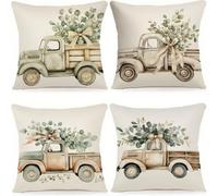 Housse Coussin Exterieur 70x70cm, Plante Beige Jardin Coussins Canape Decoration Lot de 4, Housse Coussin Carré Velours Doux, S'applique à Decor pour Chambre, Canapé, Chaise, Exterieur Jardin R-329