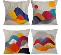 Housse Coussin Exterieur 90x90cm, Couleur Abstraite Jardin Coussins Canape Decoration Lot de 4, Housse Coussin Carré Velours Doux, S'applique à Deco pour Chambre, Canapé, Chaise, Lit, Jardin R-49