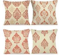 Housse Coussin Exterieur 90x90cm, Simplicité BohéMienne Jardin Coussins Canape Decoration Lot de 4, Housse Coussin Carré Velours Doux, S'applique à Deco pour Chambre, Canapé, Chaise, Lit, Jardin R37