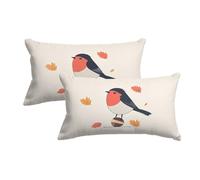 Housse Coussin Exterieur Blanc Lot de 2 Taie Oreiller 50x80 Imperméable Housse de Coussin Oiseau en Lin Imperméable pour Jardin Chaise Décoratifs Taie d'oreiller Extérieur pour Canapé Lit Jardin -7799
