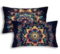 Housse Coussin Exterieur Imperméable 30x50 Lot de 2 Housse de Coussin Couleur Rectangulaire Taie Oreiller Mandala en Lin Imperméable pour Jardin Taie d'oreiller Extérieur pour Sofa Jardin Patio -7589