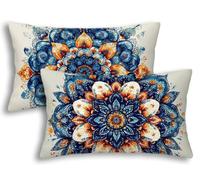 Housse Coussin Exterieur Imperméable 30x50 Lot de 2 Housse de Coussin Mandala Rectangulaire Taie Oreiller Nordique en Lin Imperméable pour Jardin Taie d'oreiller Extérieur pour Sofa Jardin Patio -7383