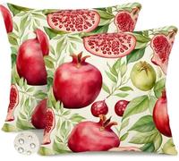 Housse Coussin Exterieur Impermeable 40x40 cm Lot de 2 Housses de Coussin Grenade Printemps Été Decoratif Coussins Botanique Canapé Taie D'Oreiller pour Jardin, Terrasse, Patio, Banc, Salon -GY410