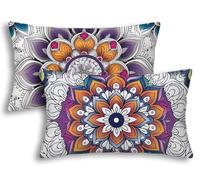 Housse Coussin Exterieur Imperméable 40x60 Lot de 2 Housse de Coussin Bohème Rectangulaire Taie Oreiller Mandala en Lin Imperméable pour Jardin Taie d'oreiller Extérieur pour Canapé Jardin Patio -7384