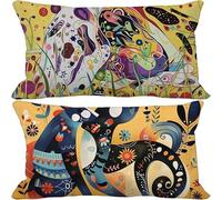 Housse Coussin Exterieur Impermeable 50x70 cm Lot de 2 Rétro Rectangle Lin Housse de Coussin Canape Animal Double Face Imprimé Conception pour Decoration Maison Été Salon de Jardin Exterieur m-813