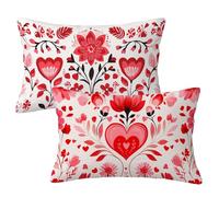 Housse Coussin Exterieur Impermeable 60x90 cm, Rectangulaire Housse de Coussin pour Salon de Jardin, Lot de 2 Rouge Taie D'oreiller en Impermeable Lin,Jardin Balcon Canapé Salon Decoration, Fleur T701
