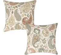 Housse Coussin Exterieur Impermeable 70x70 cm, Lot de 2 Housses de Coussin Rétro Scandinave en Polyester Lin Taie Oreiller Boho Coussins Canapé pour Salon Jardin Terrasse Balcon Décoration (IU76)