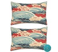 Housse Coussin Exterieur Impermeable Housse de Coussin 30x50 cm Lot de 2, Japon Coussin Canape Decoration, L'été Coussin D'exterieur Chine Taie D'oreiller pour Balcon Patio Jardin Home Decor -DF414