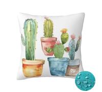 Housse Coussin Exterieur Impermeable Housse de Coussin 40x40 cm Lot de 2, Vert Coussin Canape Decoration, L'été Coussin D'exterieur Cactus Taie D'oreiller pour Balcon Patio Jardin Home Decor -OZ25